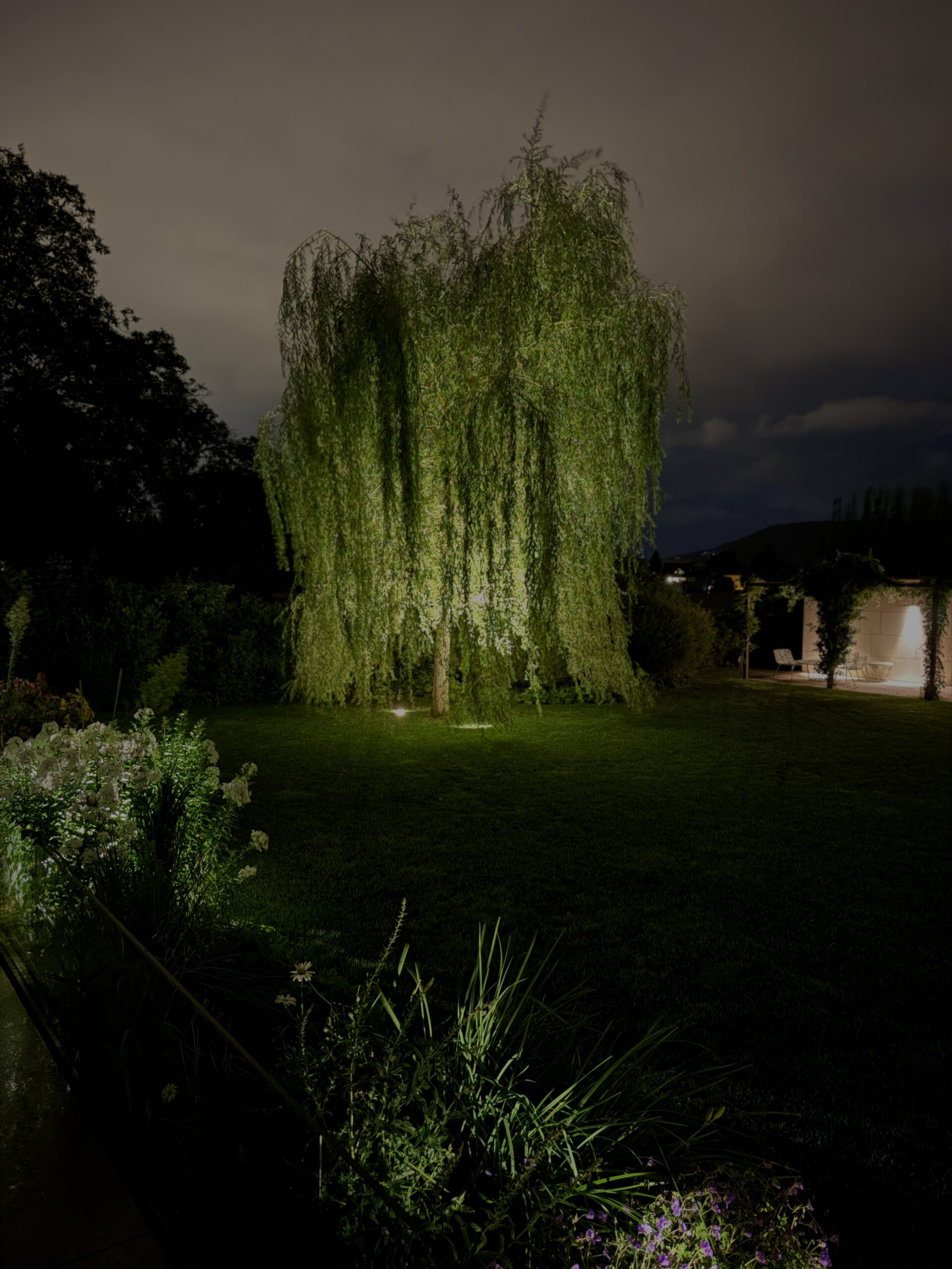 Gartenbeleuchtung Privatgarten Gneis Salzburg Gesamtstimmung